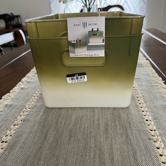 Set Of 2 Isaac Jacobs Decorative Storage Ombre Bins Green Color NWT - Picture 1 of 5